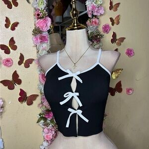 Stylish Black Bow-Tie Women's Top